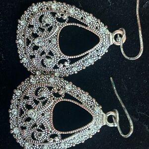 Elegant Silver Filigree Teardrop Earrings